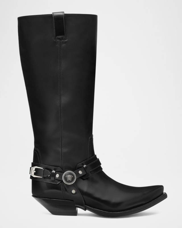 Texano Leather Harness Biker Boots
